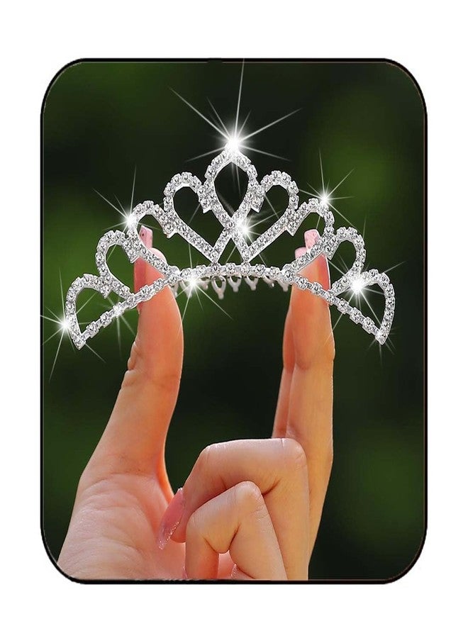 يان مشط شعر صغير مرصع بأحجار الراين من يان، فضي اللون، على شكل تاج صغير، مناسب للفتيات - Image 1